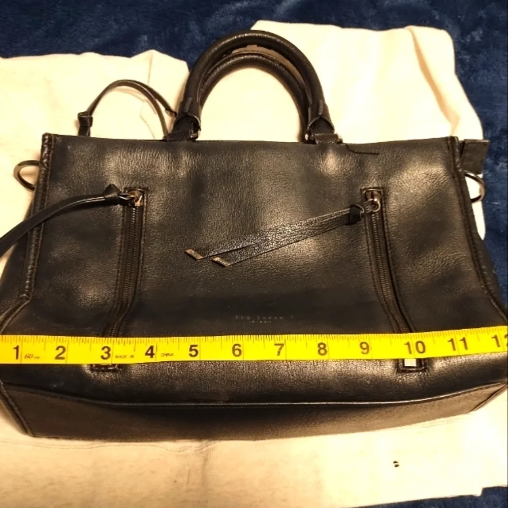 Ted Baker Hanaee Double Zipper  Black Leather Handbag